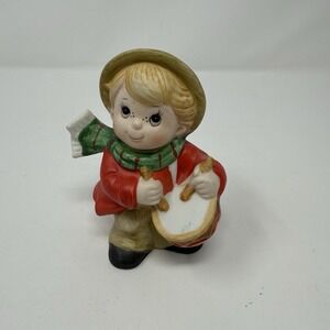 Vintage Homco #5564 Christmas Figurine Boy Playing Instruments Drums